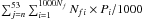 \hbox{$\sum_{j=n}^{53}\sum_{i=1}^{1000N_f} N_{fi}\times P_i/1000$}