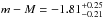 \hbox{$m-M=-1.81^{+0.25}_{-0.21}$}