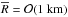 \hbox{$\overline{R}=\mathcal{O}(1 \text{ km})$}