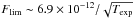 \hbox{$F_{\rm lim}\sim6.9\times10^{-12}/\sqrt{T_{\rm exp}}$}