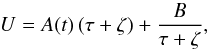 \begin{equation} U= A(t) \,(\tau+\zeta) +\frac{B}{\tau+\zeta}, \label{quasiestacionari} \end{equation}