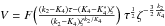 \hbox{$V=F\Big(\frac{(k_2-K_4)\tau-(K_4-K^*_4)\zeta }{(k_2-K_4)\zeta^{k_2/K_4}}\Big)\; \tau^{\frac12}\zeta^{-\frac32 \frac{k_2}{K_4}}$}