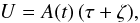 \begin{equation} U=A(t)\, (\tau+\zeta) , \label{} \end{equation}