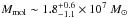 \hbox{$M_{\rm mol} \sim 1.8^{+0.6}_{-1.1} \times 10^7~M_{\sun}$}