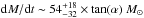 \hbox{$\mathrm{d}M/\mathrm{d}t\sim54^{+18}_{-32}\times \tan(\alpha)~M_{\sun}$}