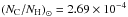 \hbox{$\zav{N_\text{C}/N_\text{H}}_\odot=2.69\times10^{-4}$}