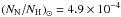 \hbox{$\zav{N_\text{N}/N_\text{H}}_\odot=4.9\times10^{-4}$}