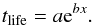 \appendix \setcounter{section}{1} \begin{equation} {t_{\rm life}=a{\rm e}^{bx}}. \end{equation}