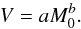 \appendix \setcounter{section}{2} \begin{equation} V = a M_0^b. \label{Volume_vs_m0_form} \end{equation}