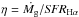 \hbox{$\eta = \dot{M_{\rm g}}/{\it SFR}_{\rm H\alpha}$}