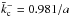 \hbox{$\bar{k}_{\rm c}^{-} = 0.981/a$}