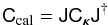 \begin{equation} \label{eq:3} \tens C_{\rm cal} = \tens J \tens C_{\calpar} \tens J^{\dag} \end{equation}