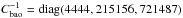 \hbox{$C_{\rm bao}^{-1}=\diag(4444, 215156, 721487)$}