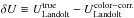 \hbox{$\delta U \equiv U_{\rm Landolt}^{\rm true} - U_{\rm Landolt}^{\text{color}-\text{corr.}}$}