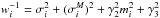 \hbox{$w_i^{-1} = \sigma_i^2 + (\sigma_i^M)^2 + \gamma_2^2 m_i^2 + \gamma_3^2$}