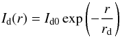 \begin{equation} I_{\rm d} (r) = I_{\rm d0} \exp \left(-\frac{r}{r_{\rm d} } \right) \label{Eq02} \end{equation}