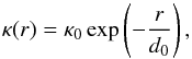 \begin{equation} \label{eq:sigma analytic 1} \invlam(r)=\invlam_0 \exp\left(-\frac{r}{d_0}\right), \end{equation}
