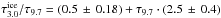 \hbox{$\tau^{\rm ice}_{3.0}/\tau_{9.7}=(0.5\,\pm\,0.18)+\tau_{9.7}\cdot (2.5\,\pm\,0.4)$}