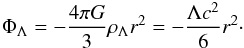 \begin{eqnarray} \Phi_\Lambda=-\frac{4\pi G}{3}\rho_\Lambda r^2=-\frac{\Lambda c^2}{6}r^2\cdot \label{eq20} \end{eqnarray}