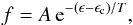 \begin{eqnarray} f=A\,{\rm e}^{-(\epsilon-\epsilon_{\rm c})/T}, \label{eq22} \end{eqnarray}