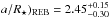 \hbox{$a/R_{\star})_{\rm REB} = 2.45^{+0.15}_{-0.30}$}