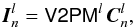 \begin{equation} \vec{I}_n^l=\tens{V2PM}^l \, \vec{C}_n^l, \end{equation}