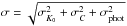 \hbox{$\sigma = \sqrt{\sigma_{K_0}^2 + \sigma_{C}^2 + \sigma_{\rm phot}^2}$}
