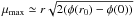 \hbox{$\mm\simeq r \sqrt{2 (\phi(r_0)-\phi(0))}$}