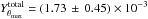 \hbox{$Y^{{\rm total}}_{\theta_{{\rm max}}} = (1.73 \,\pm\, 0.45) \times 10^{-3}$}