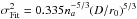 \hbox{$\sigma^2_{\rm Fit} = 0.335 n_{a}^{-5/3} ( {D}/{r_0} ) ^{5/3}$}