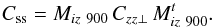 \begin{equation} C_{\rm ss} = M_{iz\ 900} \, C_{zz\perp} \, M_{iz\ 900}^t . \end{equation}