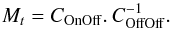 \begin{equation} M_t = C_{\rm OnOff} . \, C^{-1}_{\rm OffOff} . \label{RetrieveTomo} \end{equation}
