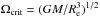 \hbox{$\Omega_{\textrm{crit}}=(GM/ R^3_{\textrm{e}})^{1/2}$}