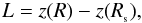 \begin{eqnarray} L=z(R)-\textit{z}(\textit{R}_{\rm_s}), \end{eqnarray}