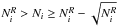 \hbox{$N^R_i > N_i \ge N^R_i - \sqrt{N^R_i}$}