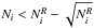 \hbox{$N_i<N^R_i - \sqrt{N^R_i}$}
