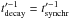 \hbox{$t'^{-1}_{\mathrm{decay}}=t'^{-1}_{\mathrm{synchr}}$}