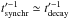 \hbox{$t'^{-1}_{\mathrm{synchr}} \simeq t'^{-1}_{\mathrm{decay}}$}