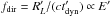 \hbox{$f_{\text{dir}}=R'_L/(c t'_{\mathrm{dyn}}) \propto E'$}