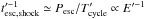 \hbox{$t'^{-1}_{\mathrm{esc,shock}} \simeq P_{\mathrm{esc}}/T'_{\mathrm{cycle}} \propto E'^{-1}$}