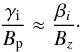 \begin{equation} \frac{\gamma_{\rm i}}{B_{\rm p}}\approx \frac{\beta_{i}}{B_{z}}\cdot \end{equation}