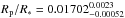 \hbox{$R_{\rm p}/R_*=0.01702^{0.0023}_{-0.00052}$}