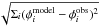 \hbox{$\sqrt{\Sigma_i(\phi_{i}^{\rm model}-\phi_{i}^{\rm obs})^{2}}$}