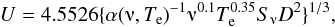 \begin{eqnarray} U=4.5526\{\alpha(\nuup,T_{\rm e})^{-1}\nuup^{0.1}T_{\rm e}^{0.35}S_{\nuup}D^{2}\}^{1/3}, \label{eq_U} \end{eqnarray}