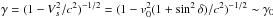 \hbox{$\gamma = (1-V_s^2/c^2)^{-1/2}= (1-v_0^2 (1+\sin^2 \delta)/c^2)^{-1/2} \sim \gamma_0$}