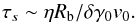 \begin{equation} \label{eq_duree_passage_dans_source} \tau_s \sim \eta R_{\rm b}/\delta \gamma_0 v_0. \end{equation}