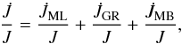 \begin{equation} \frac{\dot J}{J}= \frac{\dot J_{\rm ML}}{J} + \frac{\dot J_{\rm GR}}{J} + \frac{\dot J_{\rm MB}}{J} , \end{equation}