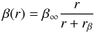 \begin{equation} \beta(r) = \beta_\infty\frac{r}{r+r_\beta} \end{equation}