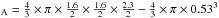 \hbox{$_{\rm A}= \frac{4}{3}\times\pi\times\frac{1.6}{2}\times\frac{1.6}{2}\times\frac{2.3}{2}-\frac{4}{3}\times \pi\times0.53^3$}