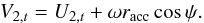 \begin{equation} V_{2,t}=U_{2,t}+\omega r_{\mathrm{acc}}\cos\psi.\label{eq:V_2y} \end{equation}